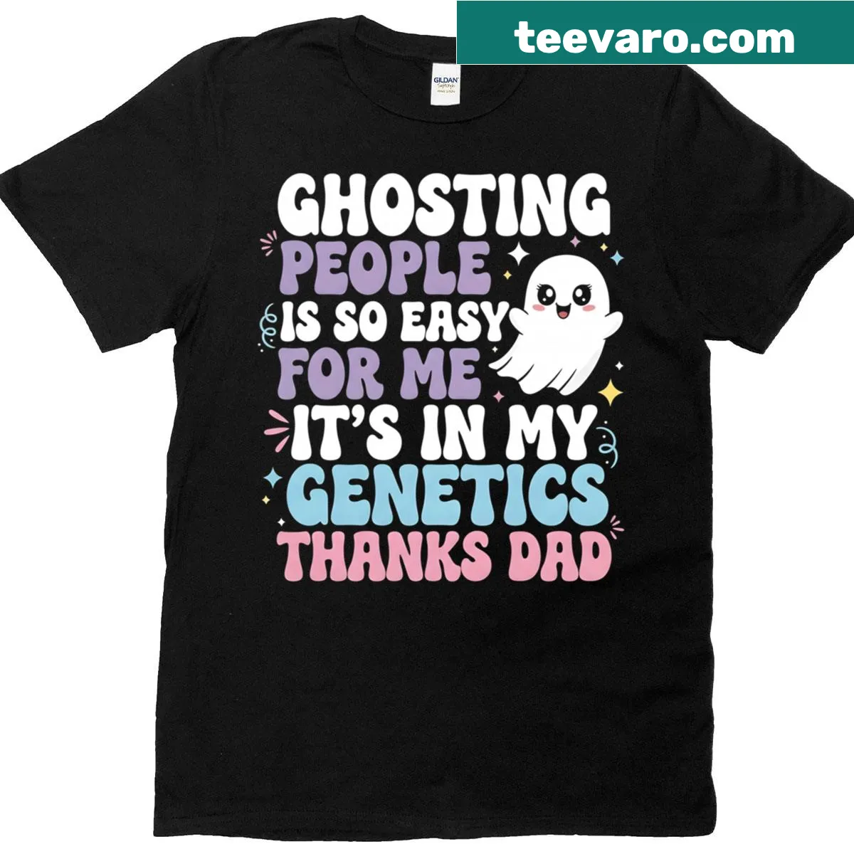 Retro humor T-shirt with Ghosting People Is So Easy For Me phrase — on a men's t-shirt