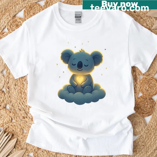 T-shirt featuring a cute glowing koala graphic