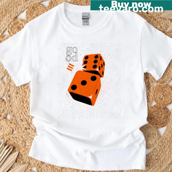 Retro-style t-shirt featuring playful dice illustrations for gamers.