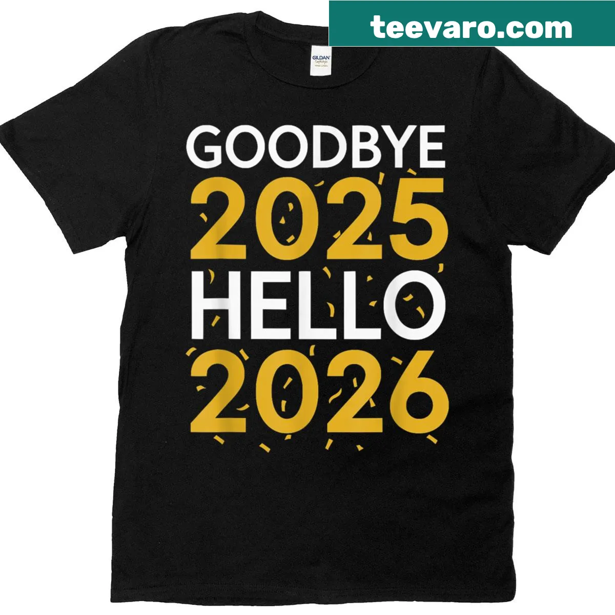 New Year 2026 T-shirt with 'Goodbye 2025 Hello 2026' text — on a men's t-shirt