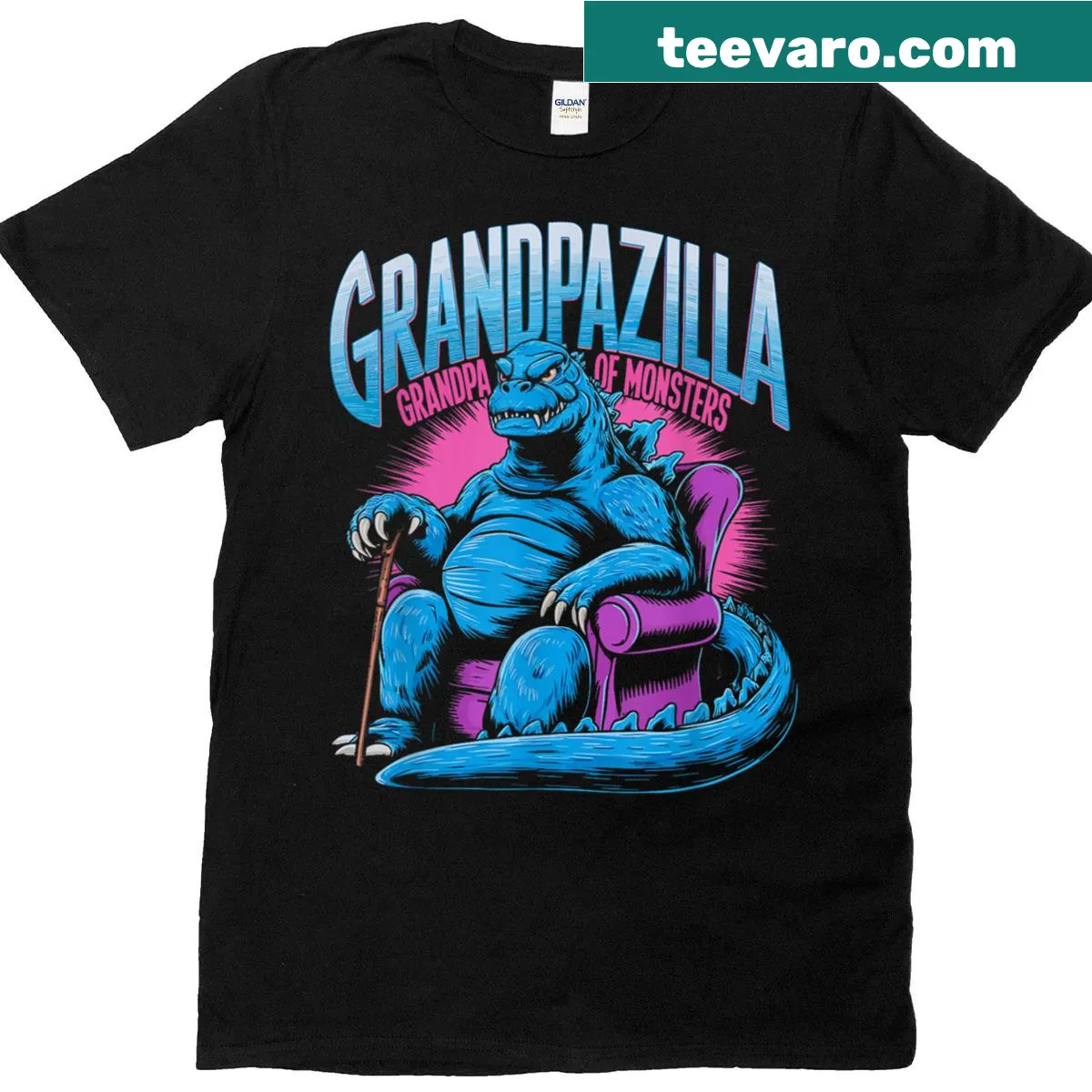 Funny grandpa t-shirt featuring a monster design — on a men's t-shirt