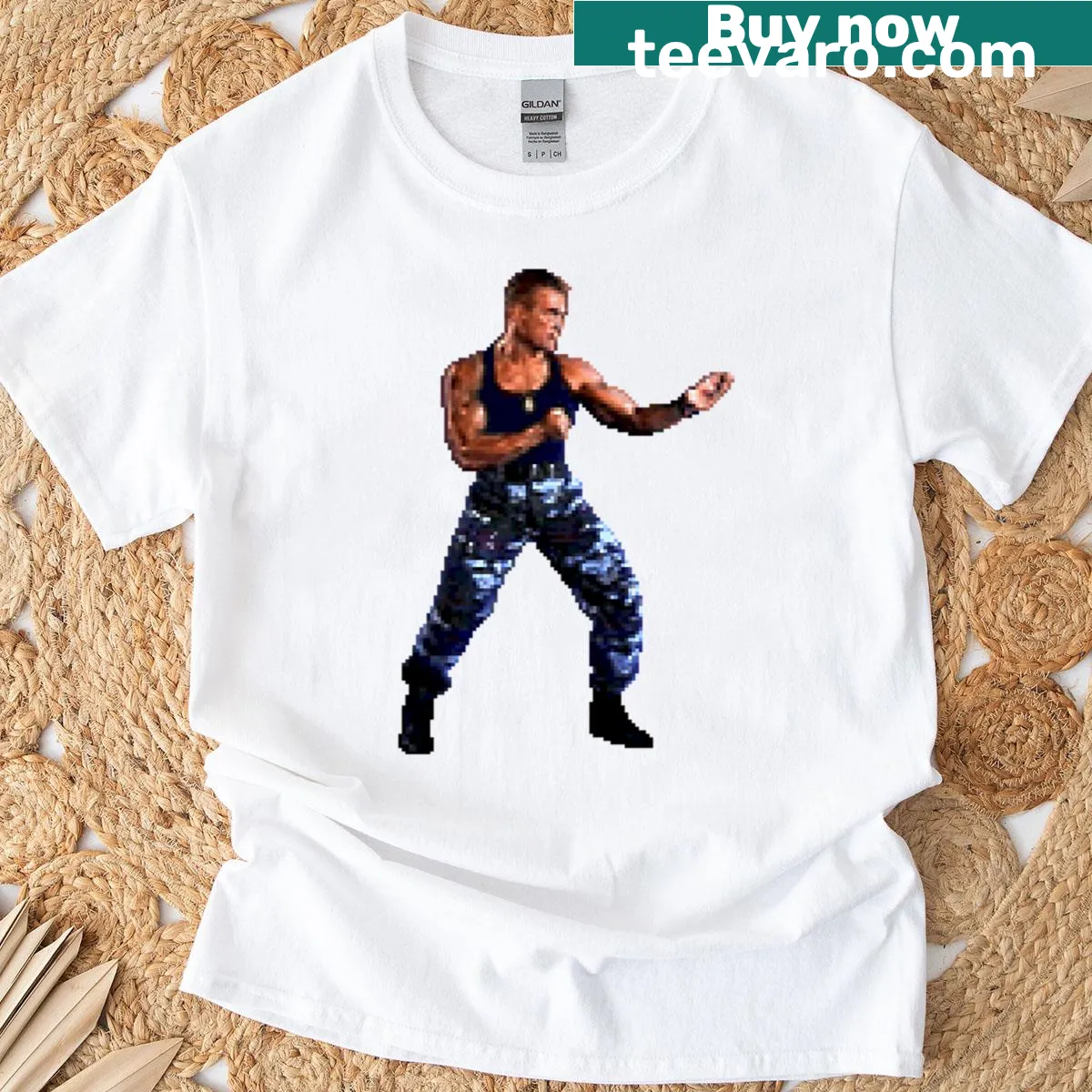 Illustration of Guile's iconic stance from gaming — on a men's t-shirt