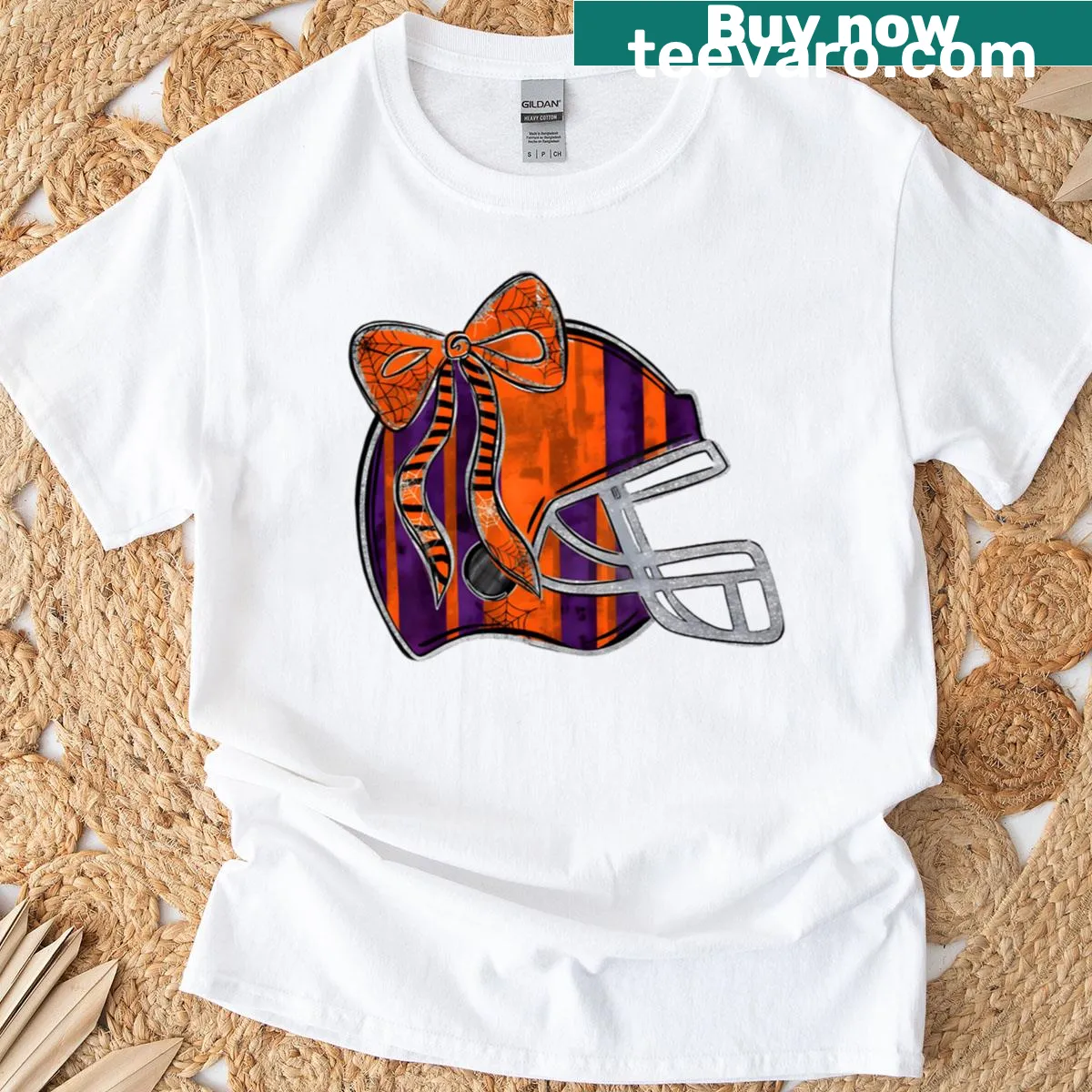 Oversized T-shirt with spooky football helmet design for Halloween — on a men's t-shirt