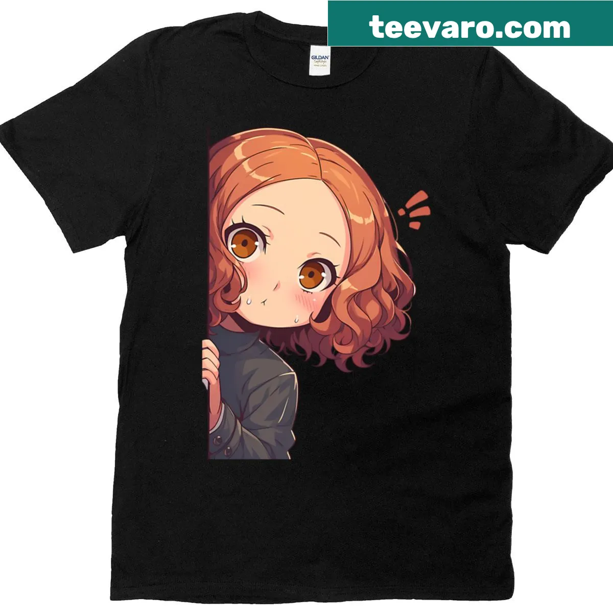 Chibi Haru Okumura t-shirt with cute anime design — on a men's t-shirt