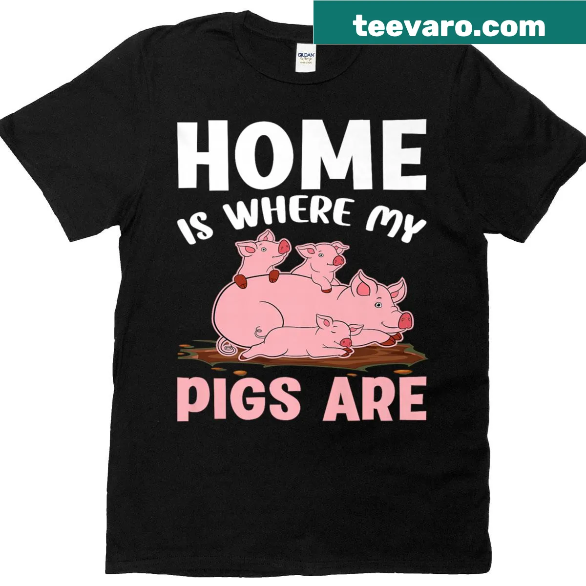 Heartfelt tee stating 'Home Is Where My Pigs Are'. — on a men's t-shirt