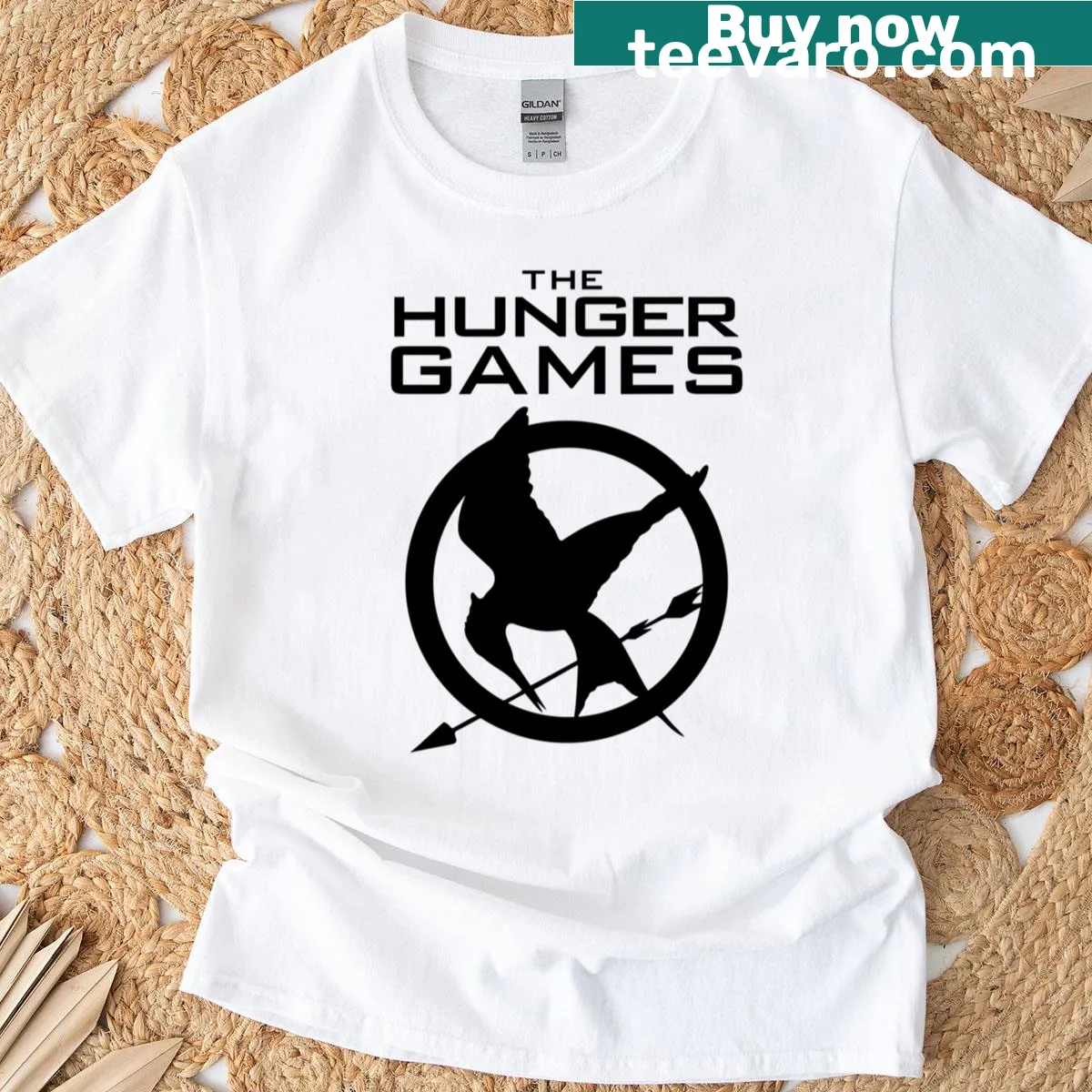 Hunger Games logo T-shirt featuring the iconic emblem design — on a men's t-shirt