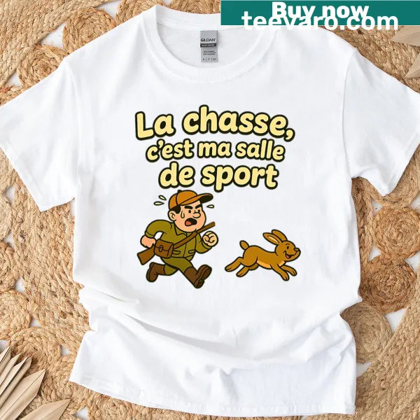 Oversized T-shirt with the phrase 'Hunting Is My Gym'.