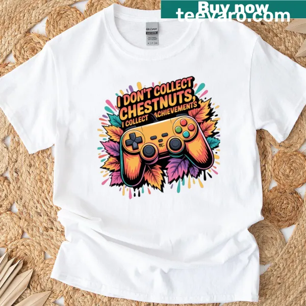 Funny Gamer T-shirt with the phrase about collecting achievements.