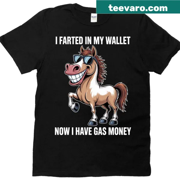 Funny T-shirt with a donkey graphic and humorous text about gas money