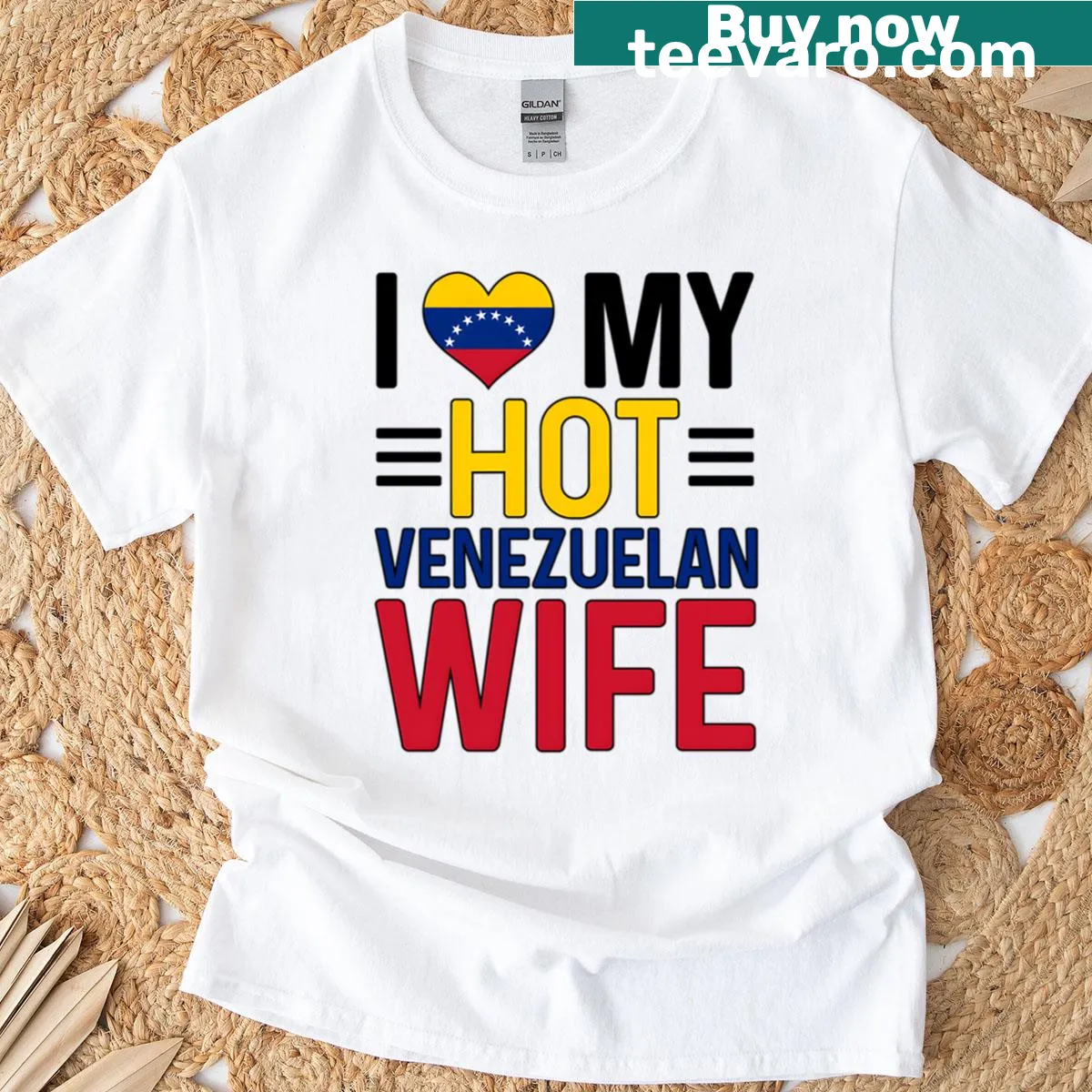 T-shirt expressing affection for a Venezuelan husband with playful text — on a men's t-shirt