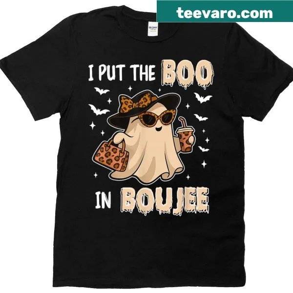 Halloween shirt with leopard ghost design and text