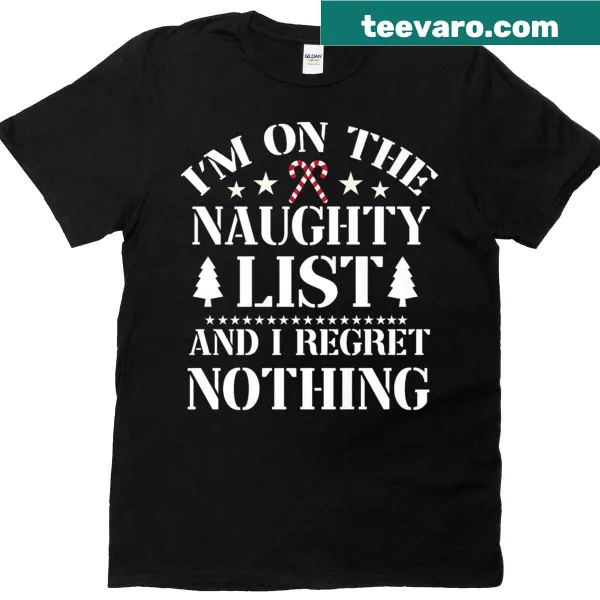 Premium T-shirt with funny naughty list holiday phrase