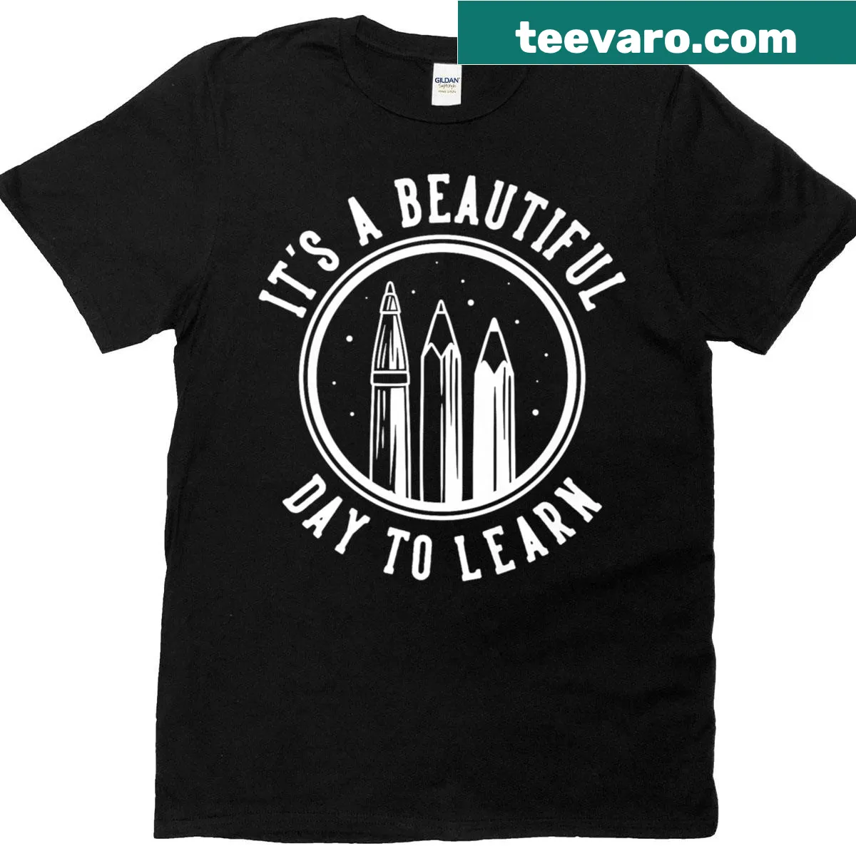 Inspirational shirt with the phrase 'It's A Beautiful Day To Learn' — on a men's t-shirt