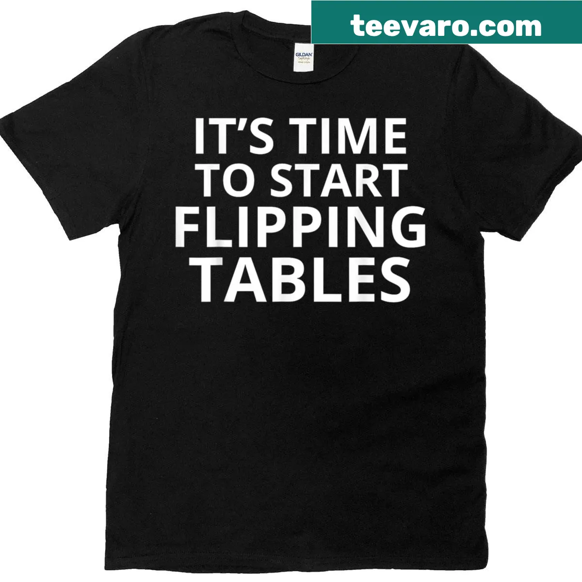 Funny T-shirt with humorous text about flipping tables — on a men's t-shirt