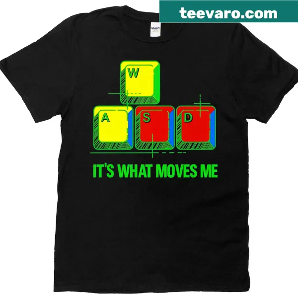 Vintage gaming t-shirt with WASD keys and humorous text