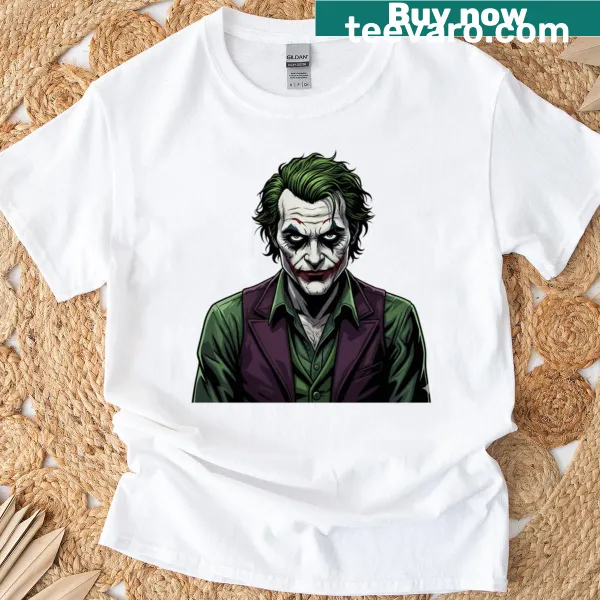 T-shirt featuring a dark portrait of the Joker character