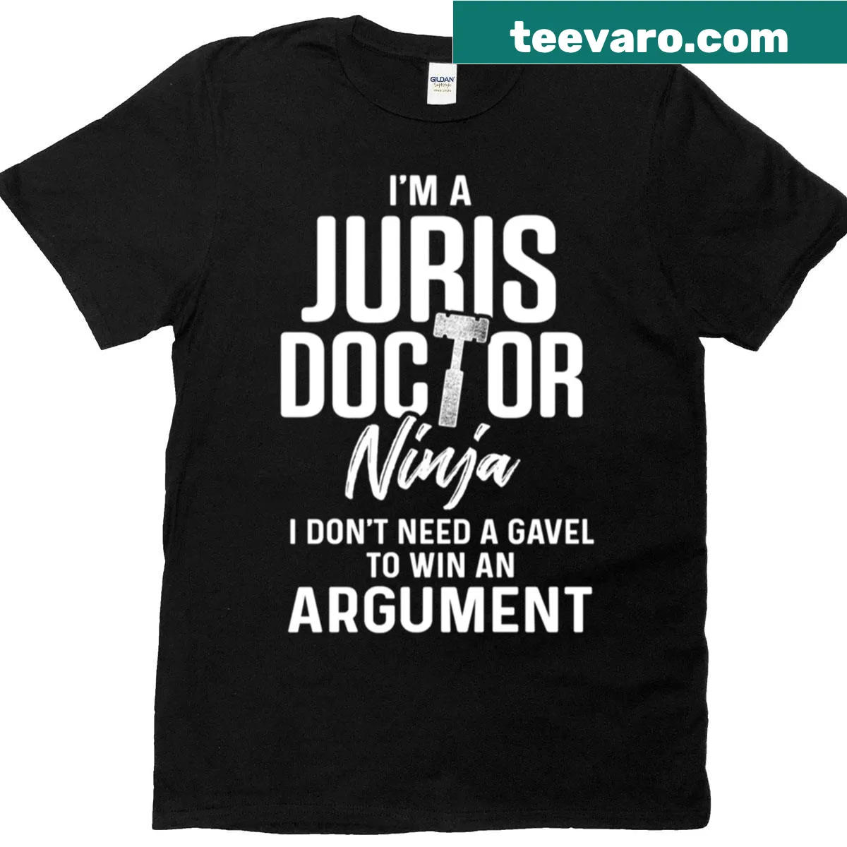 Juris Doctor Ninja t-shirt with witty legal phrase — on a men's t-shirt