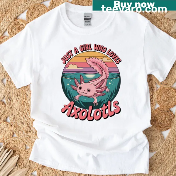Cute T-shirt featuring an axolotl illustration and playful text