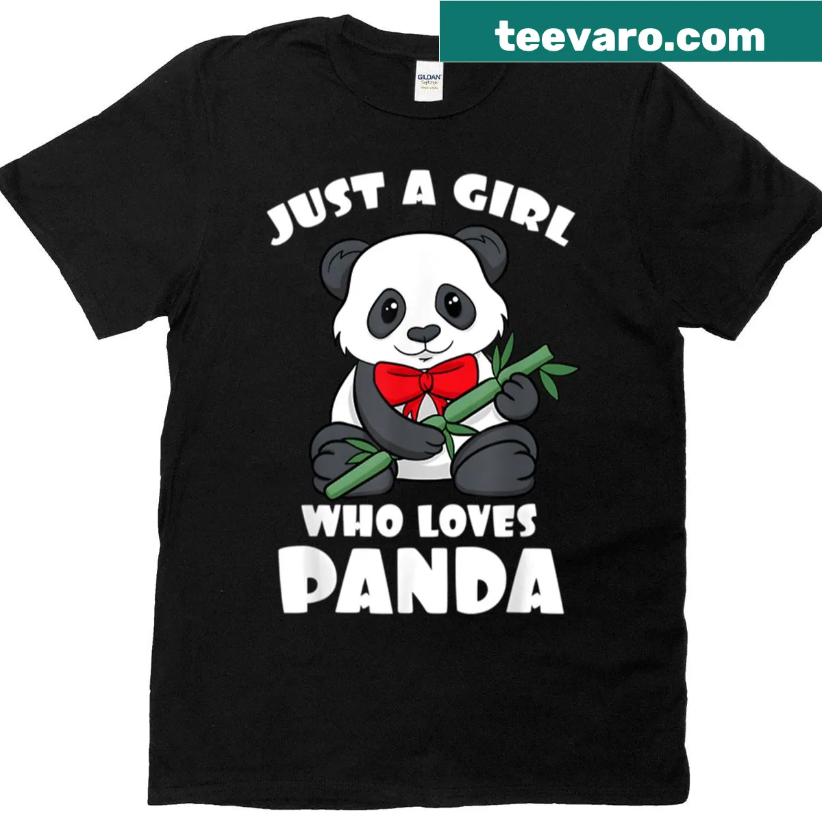 Cute T-shirt with a panda graphic and 'Just A Who Loves Panda Bamboo' text — on a men's t-shirt