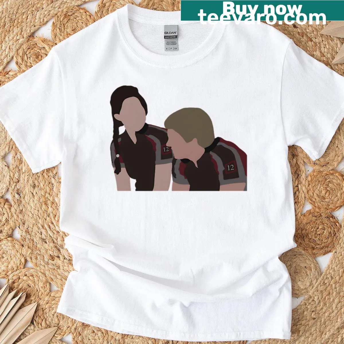 Illustration of Katniss and Peeta training on a T-shirt — on a men's t-shirt