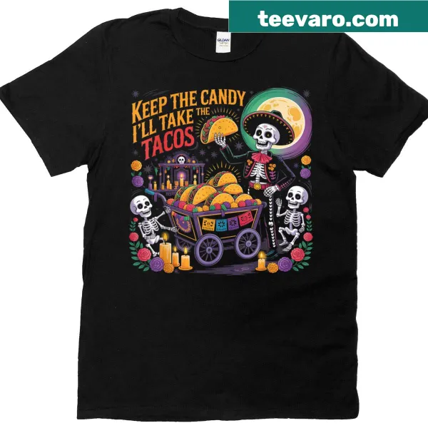 T-shirt with humorous Halloween taco-themed text