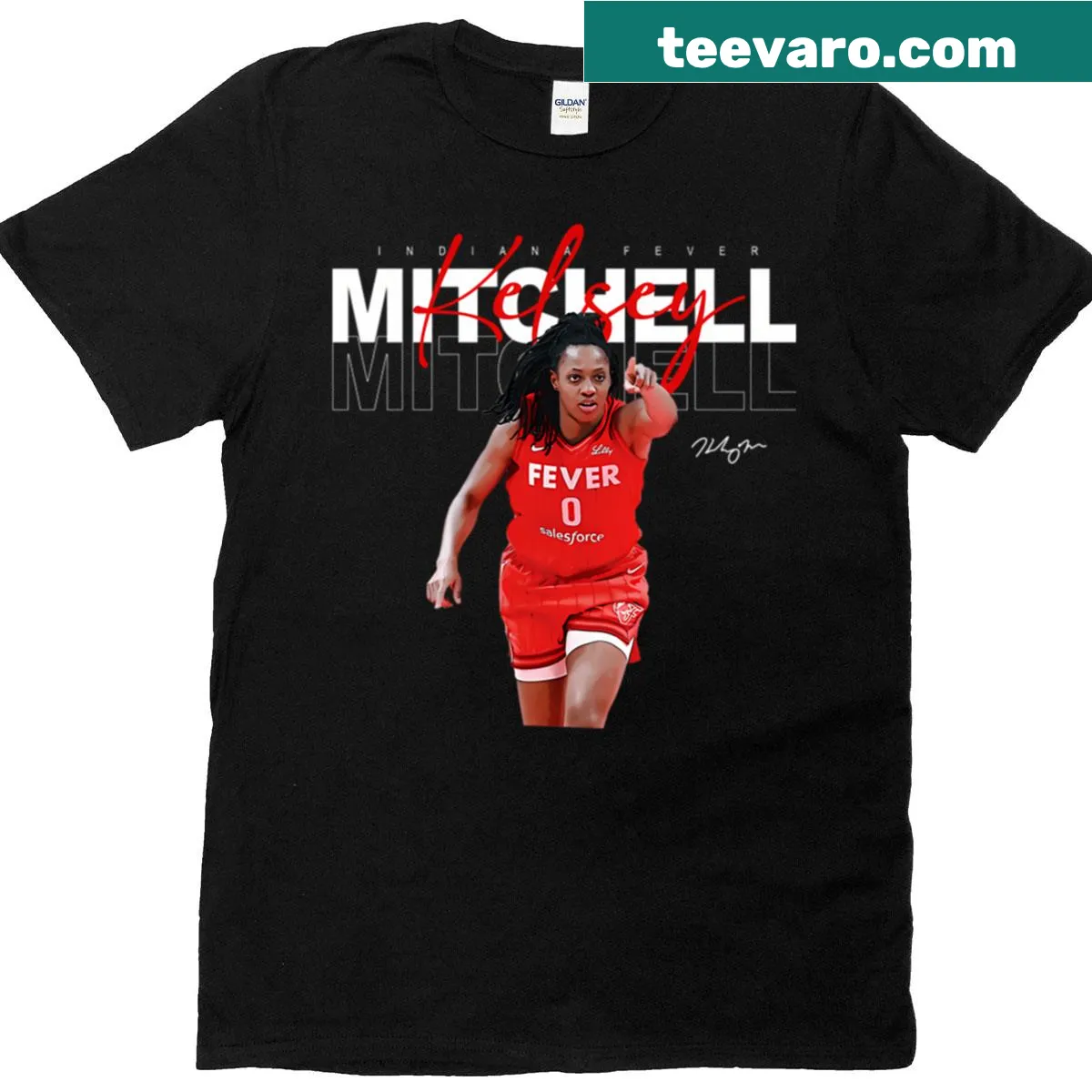 T-shirt featuring 'Kelsey Mitchell' for Indiana Fever fans — on a men's t-shirt