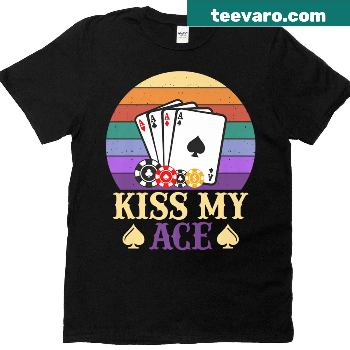 Playful text design saying 'Kiss My Ace' on a t-shirt — on a men's t-shirt