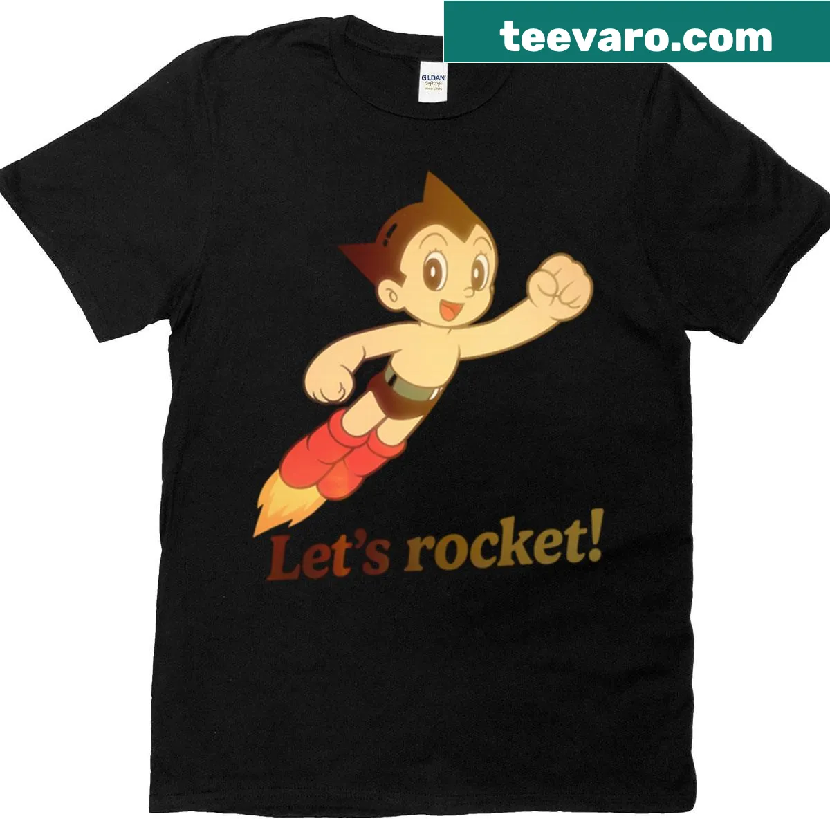 Nostalgic T-shirt with the phrase 'Let’s Rocket' in vintage style. — on a men's t-shirt