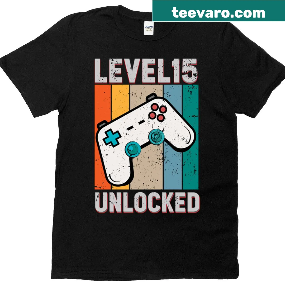 Oversized T-shirt celebrating Level 15 with a gaming theme for teens. — on a men's t-shirt