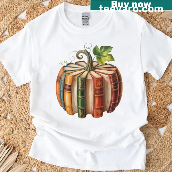 T-shirt featuring a literary pumpkin design for book lovers.