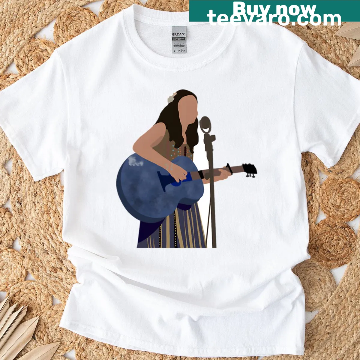 Illustrated T-shirt featuring Lucy Gray from the series singing — on a men's t-shirt