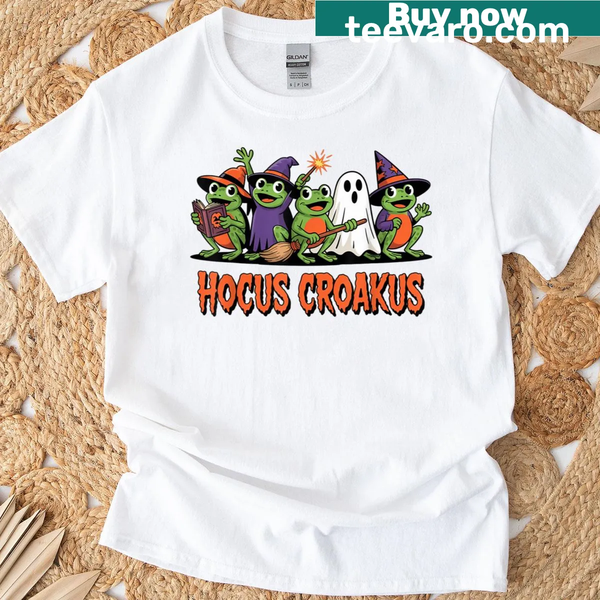 Funny witch T-shirt with magic spell illustration for Halloween. — on a men's t-shirt