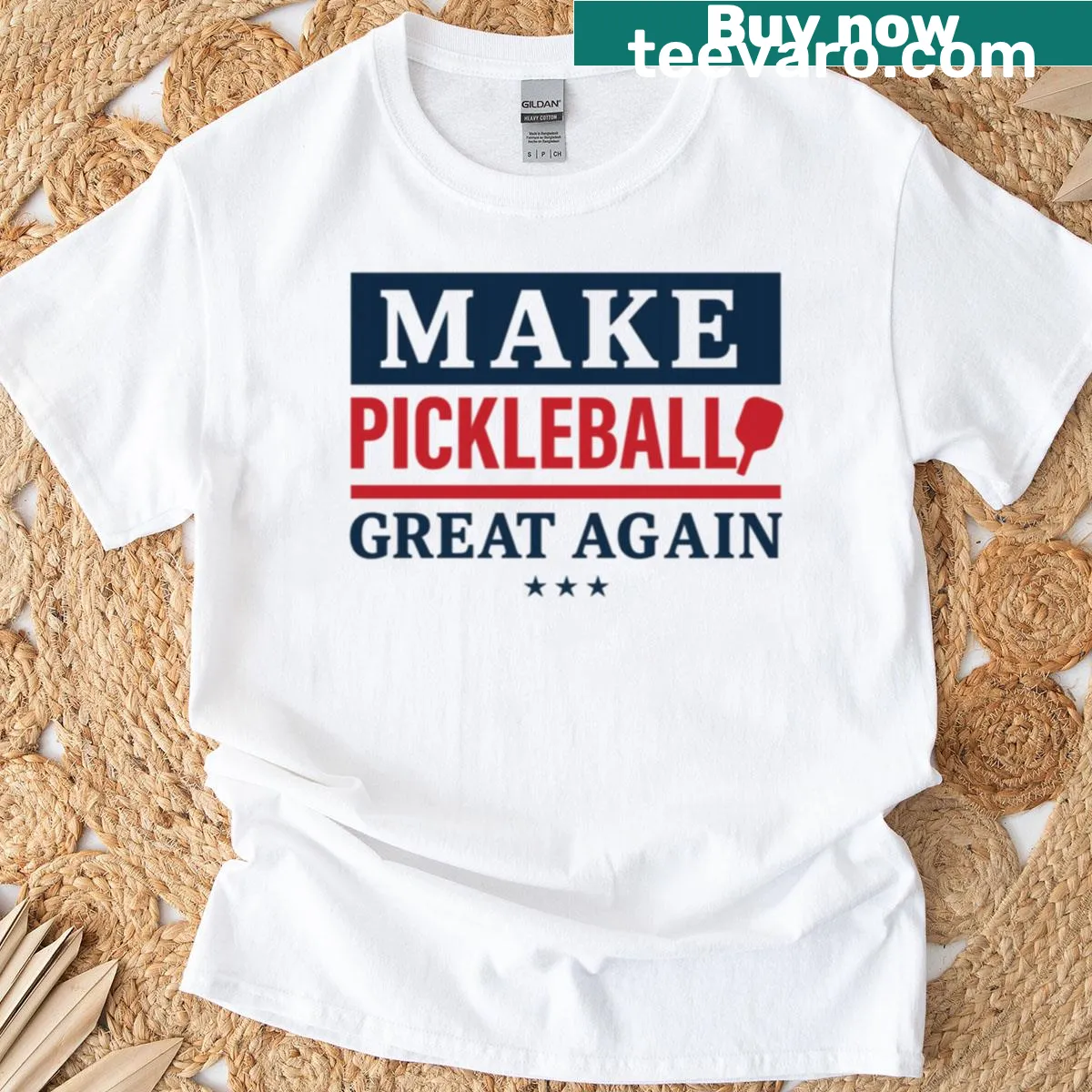 Pickleball themed shirt with the phrase 'Make Pickleball Great Again' — on a men's t-shirt