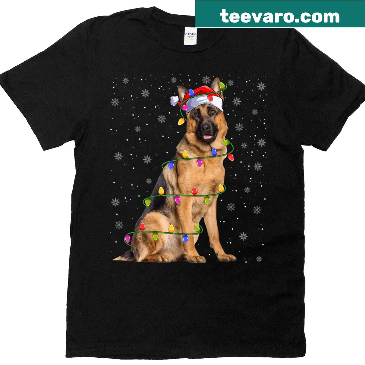 Christmas T-shirt featuring a Malinois dog illustration for pet lovers. — on a men's t-shirt