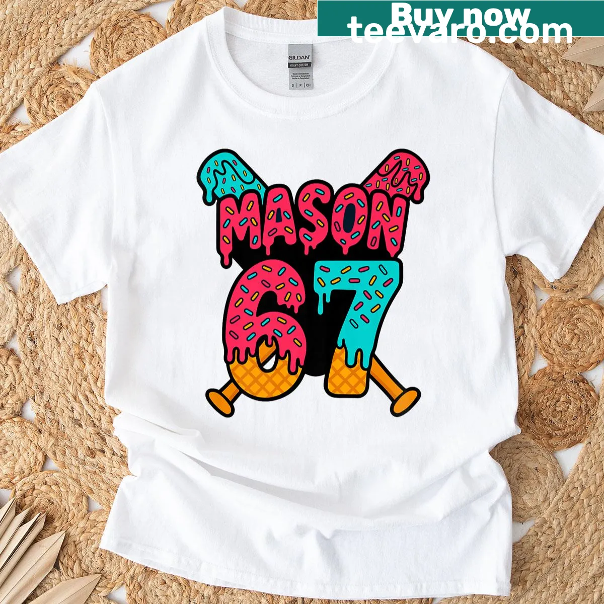 Funny T-shirt with ice cream drip baseball meme design. — on a men's t-shirt