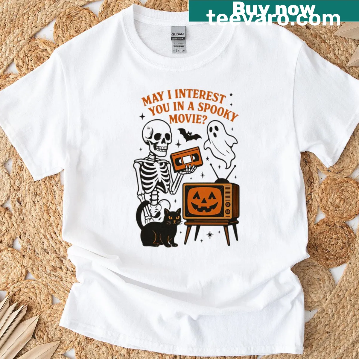 Gothic skeleton design for spooky movie lovers on a t-shirt — on a men's t-shirt