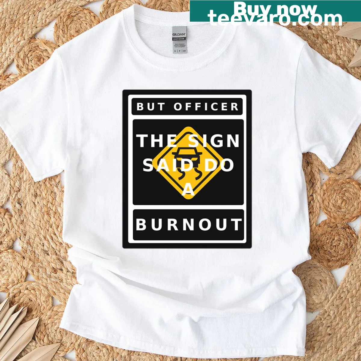 Humorous oversized shirt for car enthusiasts with funny text — on a men's t-shirt