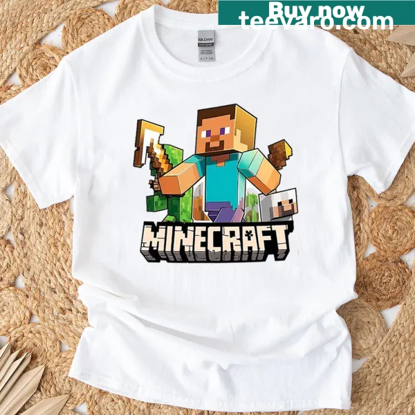 Minecraft Steve with pickaxe and creeper pixel art design
