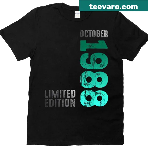 Vintage October 1988 T-shirt celebrating a memorable year.
