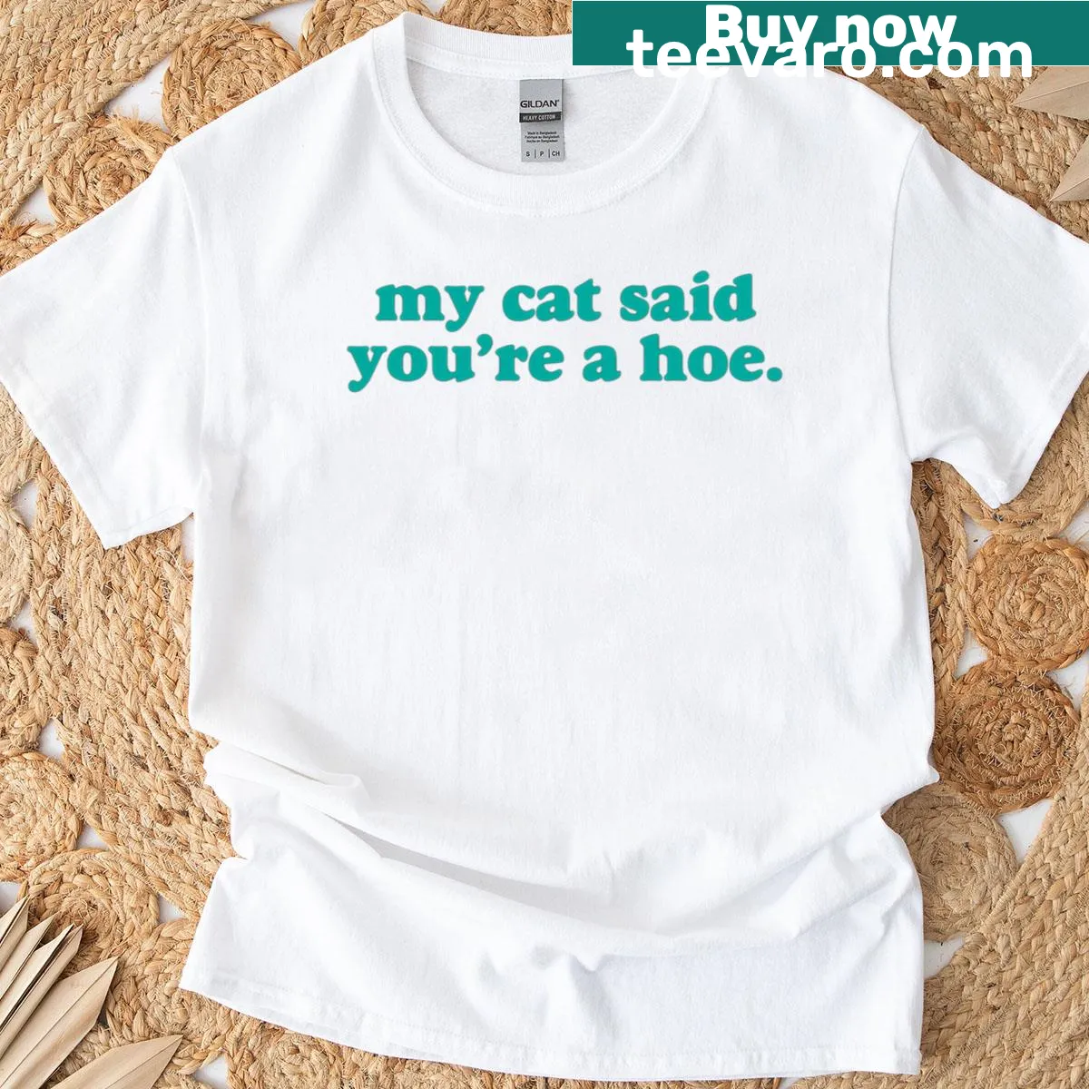 Funny T-shirt with a black cat and 'Personal Cat Servant' text — on a men's t-shirt