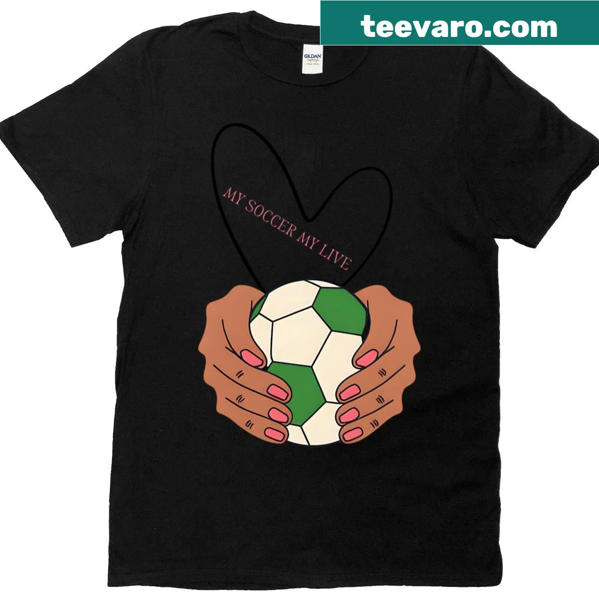 Oversized t-shirt with 'My Soccer My Life - Im A Girl' text — on a men's t-shirt