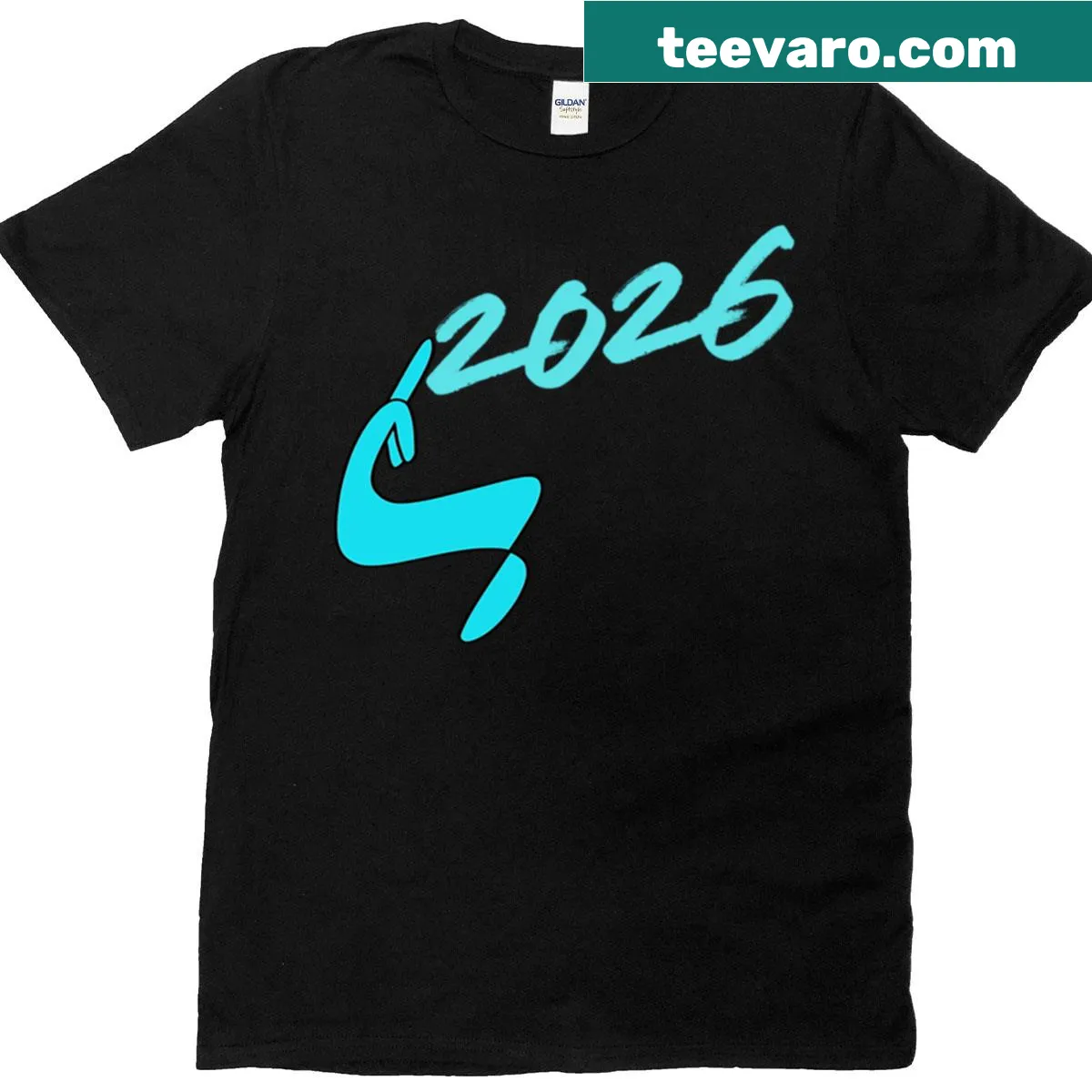 Inspirational New Year 2026 t-shirt with smile text — on a men's t-shirt