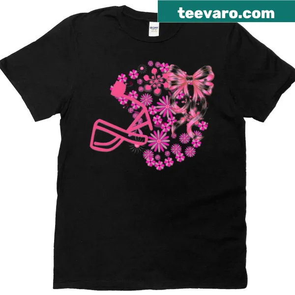 Floral football helmet design on a T-shirt.