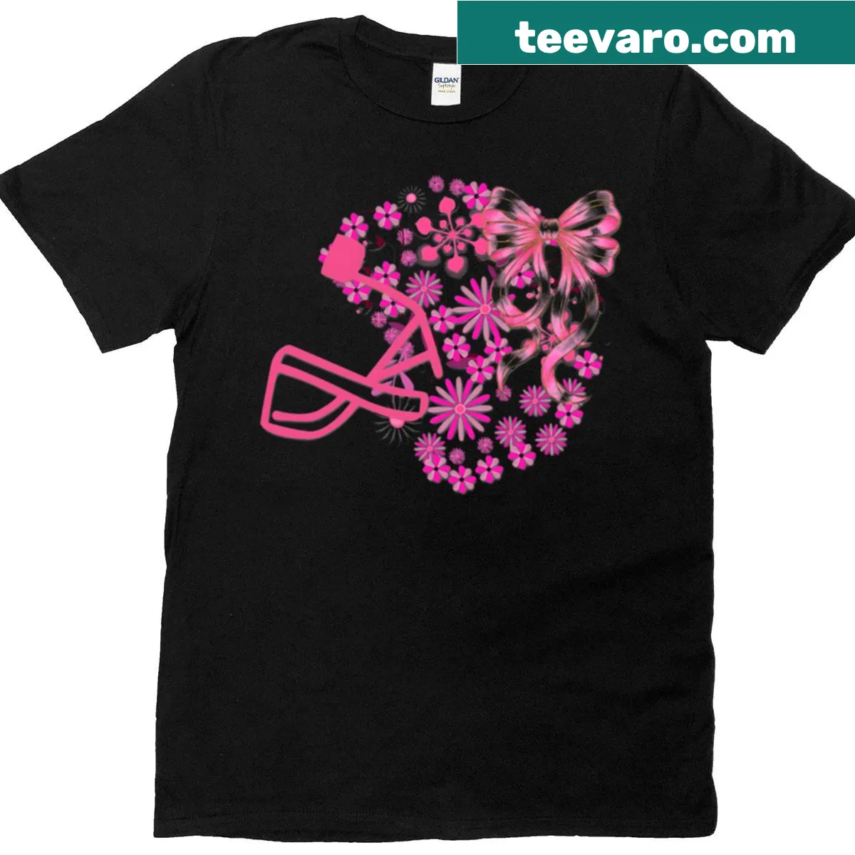 Floral football helmet design on a T-shirt. — on a men's t-shirt
