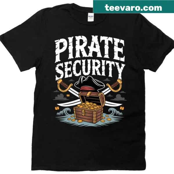 Humorous Pirate Security Halloween t-shirt with playful pirate design