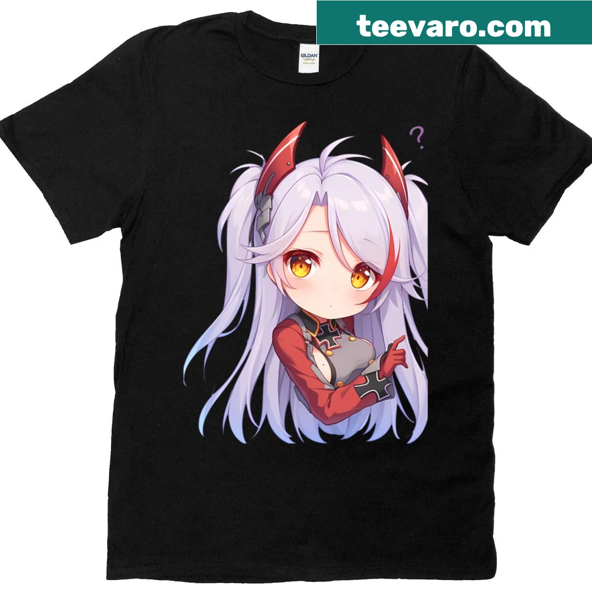 Chibi Prinz Eugen from Azur Lane in a playful design on a t-shirt — on a men's t-shirt
