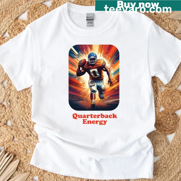 Dynamic American football T-shirt featuring bold typography