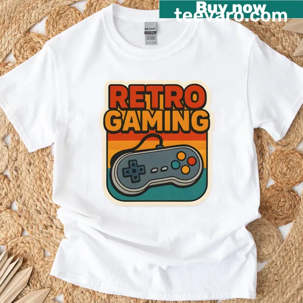 Retro gaming sticker design T-shirt for nostalgic gamers
