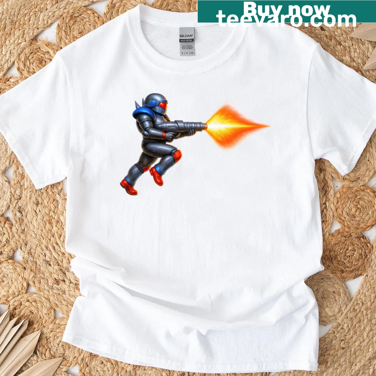 Oversized retro T-shirt inspired by Bren Mcguire from Turrican II — on a men's t-shirt