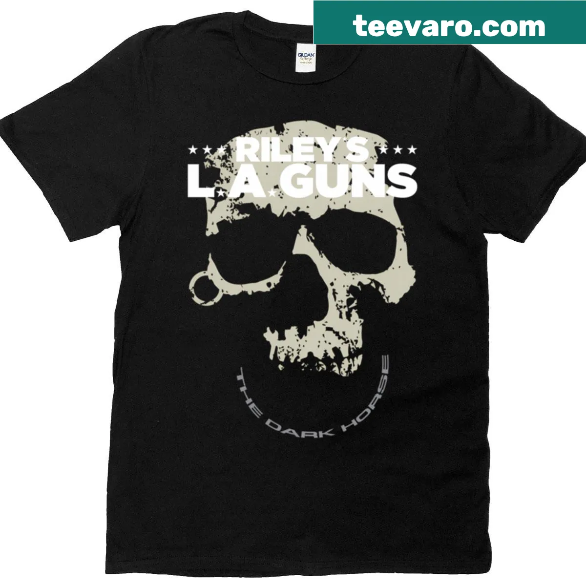 Edgy skull graphic t-shirt with 'The Dark Horse' text — on a men's t-shirt